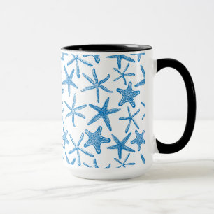 Sea stars in blue mug