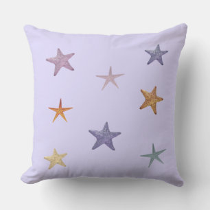 Sea stars on light periwinkle cushion