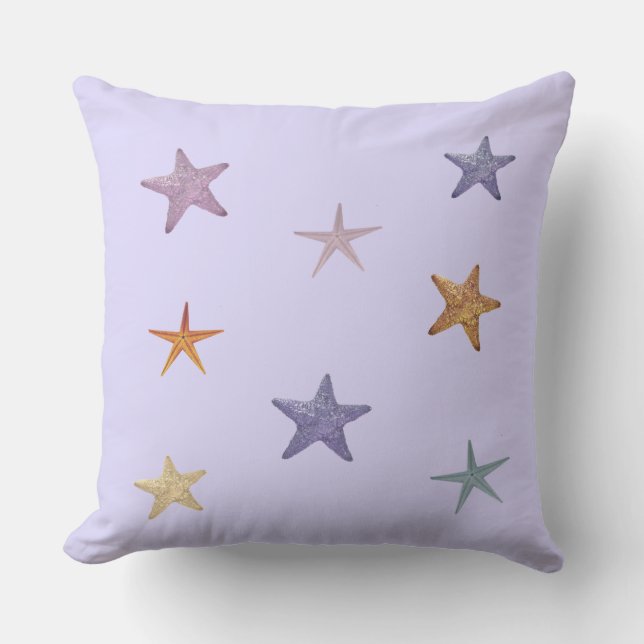 Sea stars on light periwinkle cushion (Front)