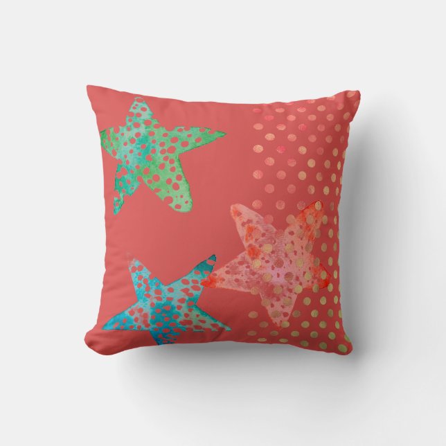 Sea Stars, Star Fish and Dots - Seaside Cushion (Front)