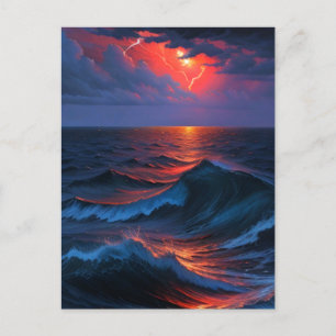 Sea Storm Art Postcard