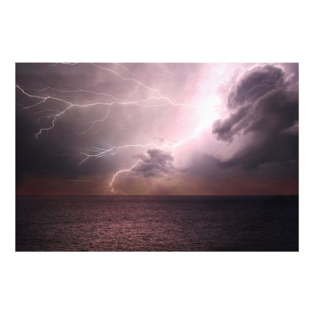 Sea Storm Lightning Wave Photo Print (Front)