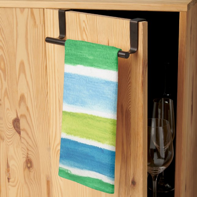 Sea Stripes Art Print  Tea Towel (Thirds Fold)