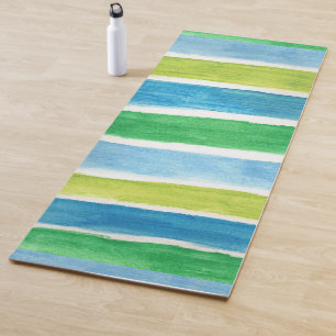 Sea Stripes: Blue Green and White Yoga Mat