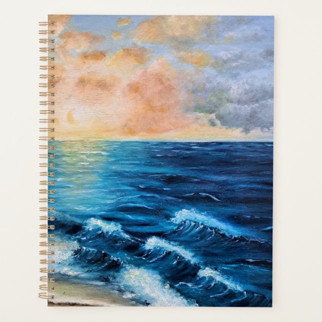 Sea Sunrise Ocean Beach Clouds Tranquillity Magic  Planner (Front)