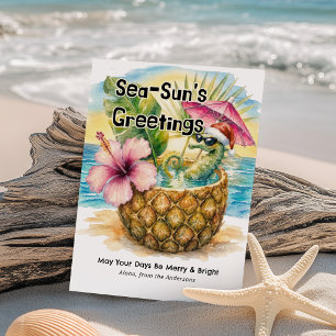 Sea-Sun's Greetings Seahorse Tropical Christmas Holiday Card