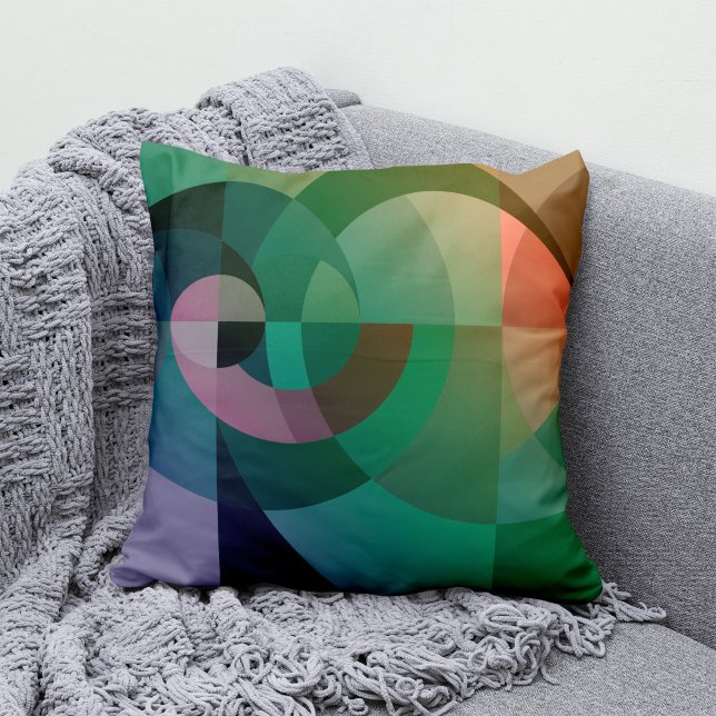 Sea sunset abstract geometric Throw pillow (Creator Uploaded)