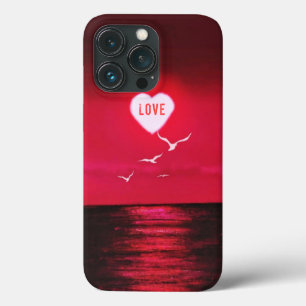 Sea Sunset Heart Sun iPhone Case Love Text