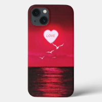 Sea Sunset Love Hear Romantic Black Red Your Name