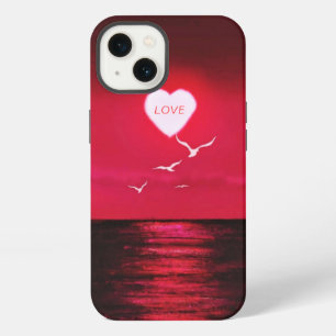 Sea Sunset Love Hear Romantic Black Red Your Name iPhone 13 Case