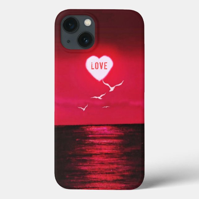 Sea Sunset Love Heart iPhone Case (Back)
