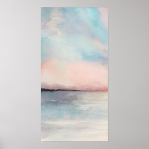 Sea Sunset Triptych - Pastel Watercolors Poster