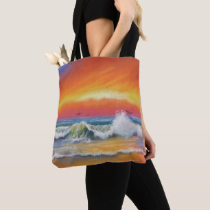 Sea Sunset Waves Tote Bag