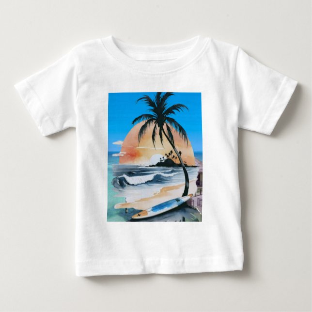 sea sunShine & palm tree on beach Baby T-Shirt (Front)