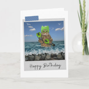 Sea Swimmer Cat Funny Birthday Card