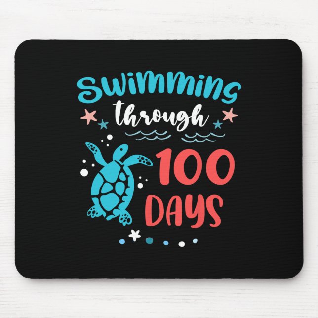 Sea Swimming Through 100 Days Of School Teacher Gi Mouse Pad (Front)