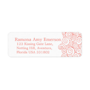 Sea swirl coral slim wedding return reply label return address label