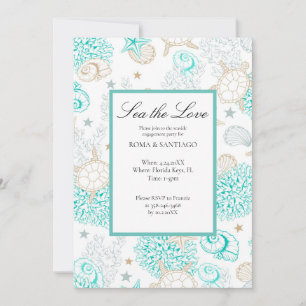Sea The Love Beach Engagement Party Flat Invitation