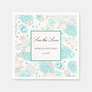 Sea The Love Beach Nautical Wedding  Napkin