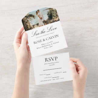Sea the Love Beach Wedding All In One Invitation