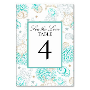 Sea The Love Beach Wedding Flat Table Number