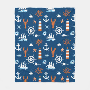 Sea Theme Pattern 1 Fleece Blanket
