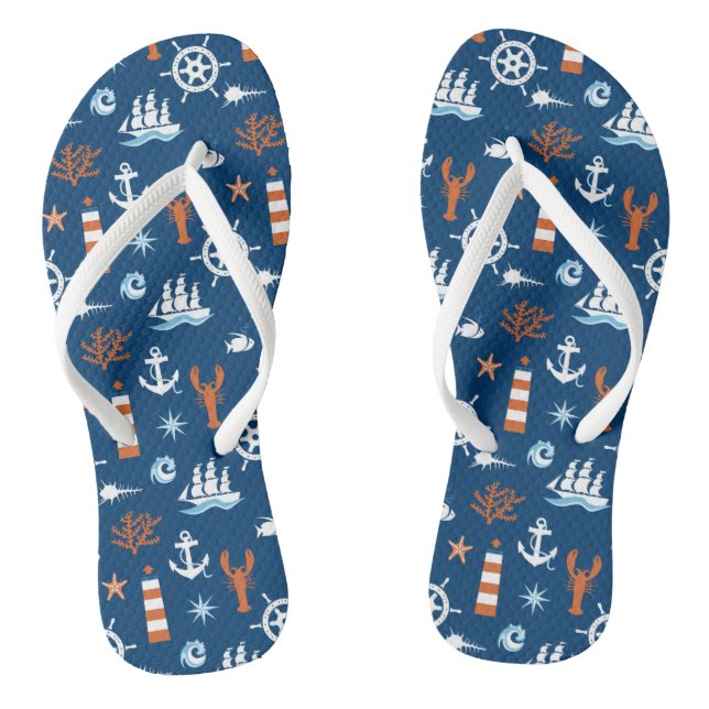 Sea Theme Pattern 1 Thongs (Footbed)
