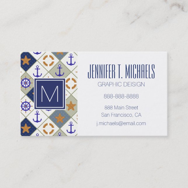 Sea Theme Pattern Business Card (Front)