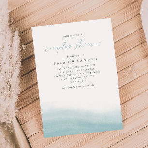 Sea Tides Coastal Watercolor Couples Shower Invitation
