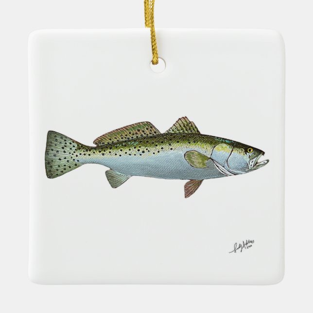 Sea Trout Ceramic Ornament (Front)