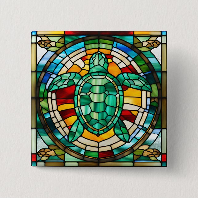 Sea Turtle 15 Cm Square Badge (Front)
