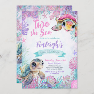 Sea Turtle 2nd Birthday Invitation