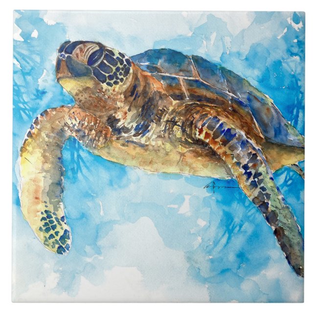 Sea Turtle 33 Ceramic Tile (Front)