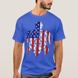 Sea Turtle 4th of July American Flag T-Shirt