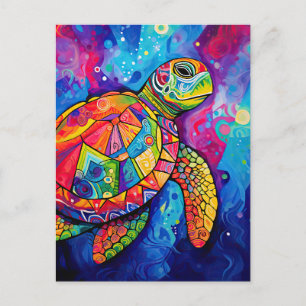 Sea Turtle Abstract Earth Day Ocean Beach Nature Postcard
