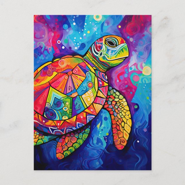 Sea Turtle Abstract Earth Day Ocean Beach Nature Postcard (Front)