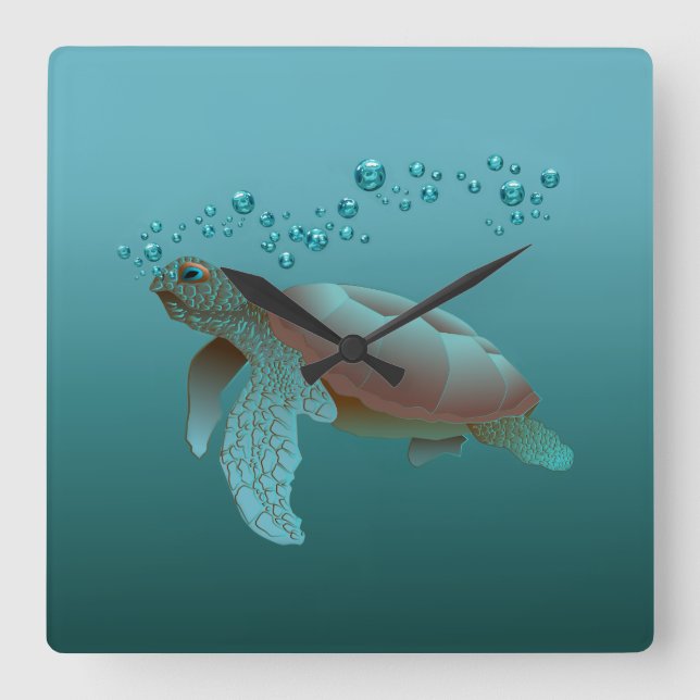 Sea Turtle Acrylic Wall Clock (Front)