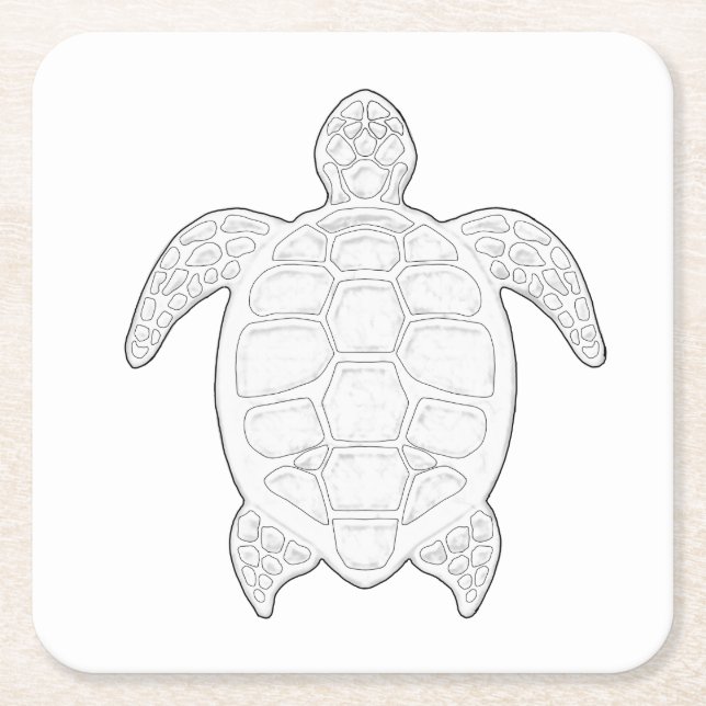 Sea Turtle Adult Colouring Paper Coaster (Front)