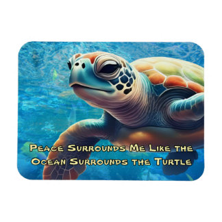 Sea Turtle Affirmation Peace Surrounds Me Ocean  Magnet