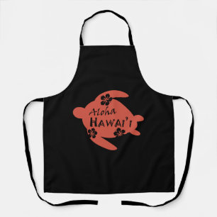Sea Turtle Aloha Hawaii Hibiscus Orange Graphics Apron
