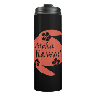 Sea Turtle Aloha Hawaii Hibiscus Orange Graphics Thermal Tumbler