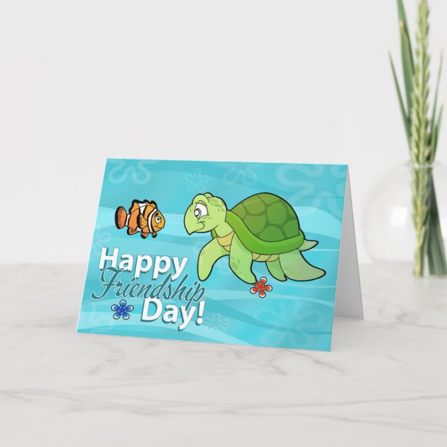 Sea Turtle and Clown Fish Friends- Friendship Day Card (Front)