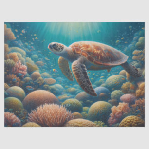 Sea Turtle and Coral Decoupage Tissue Paper