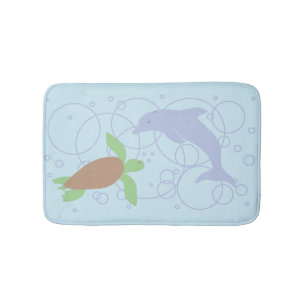 Sea Turtle and Dolphin Bath Mat