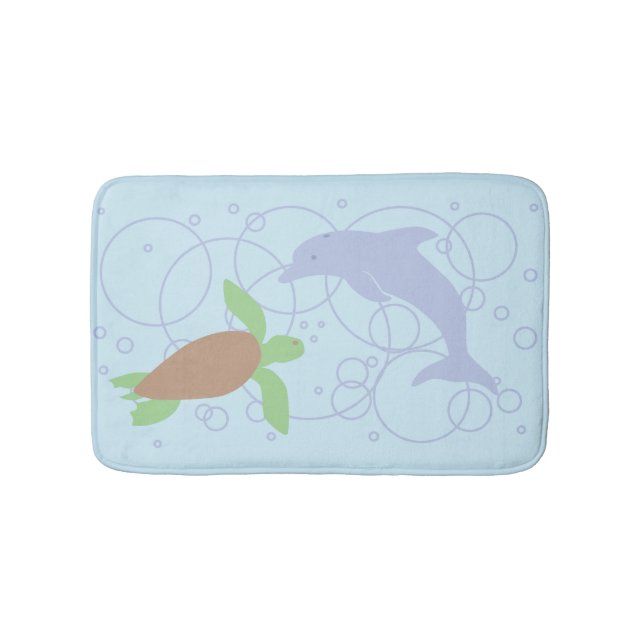 Sea Turtle and Dolphin Bath Mat (Front)