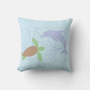 Sea Turtle and Dolphin Cushion
