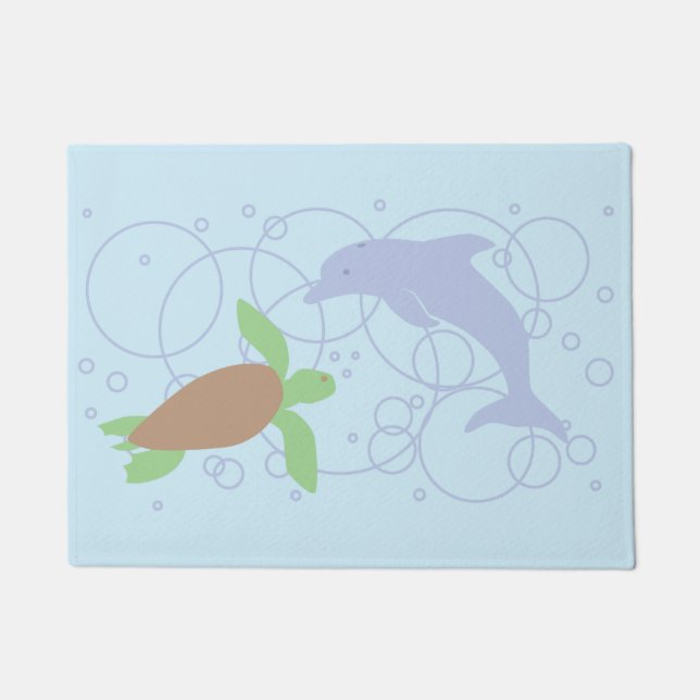 Sea Turtle and Dolphin Doormat (Front)