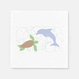 Sea Turtle and Dolphin Napkin
