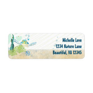 Sea Turtle and Hearts Ocean Beach Address Return Address Label