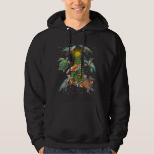 Sea Turtle Animal Lover Lighting Sea Turtle Christ Hoodie